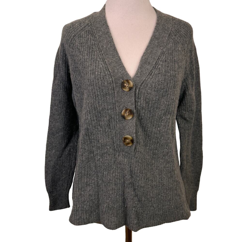 Madewell Grey Ribbed Lyle Henley Cardigan Sweater Size XS